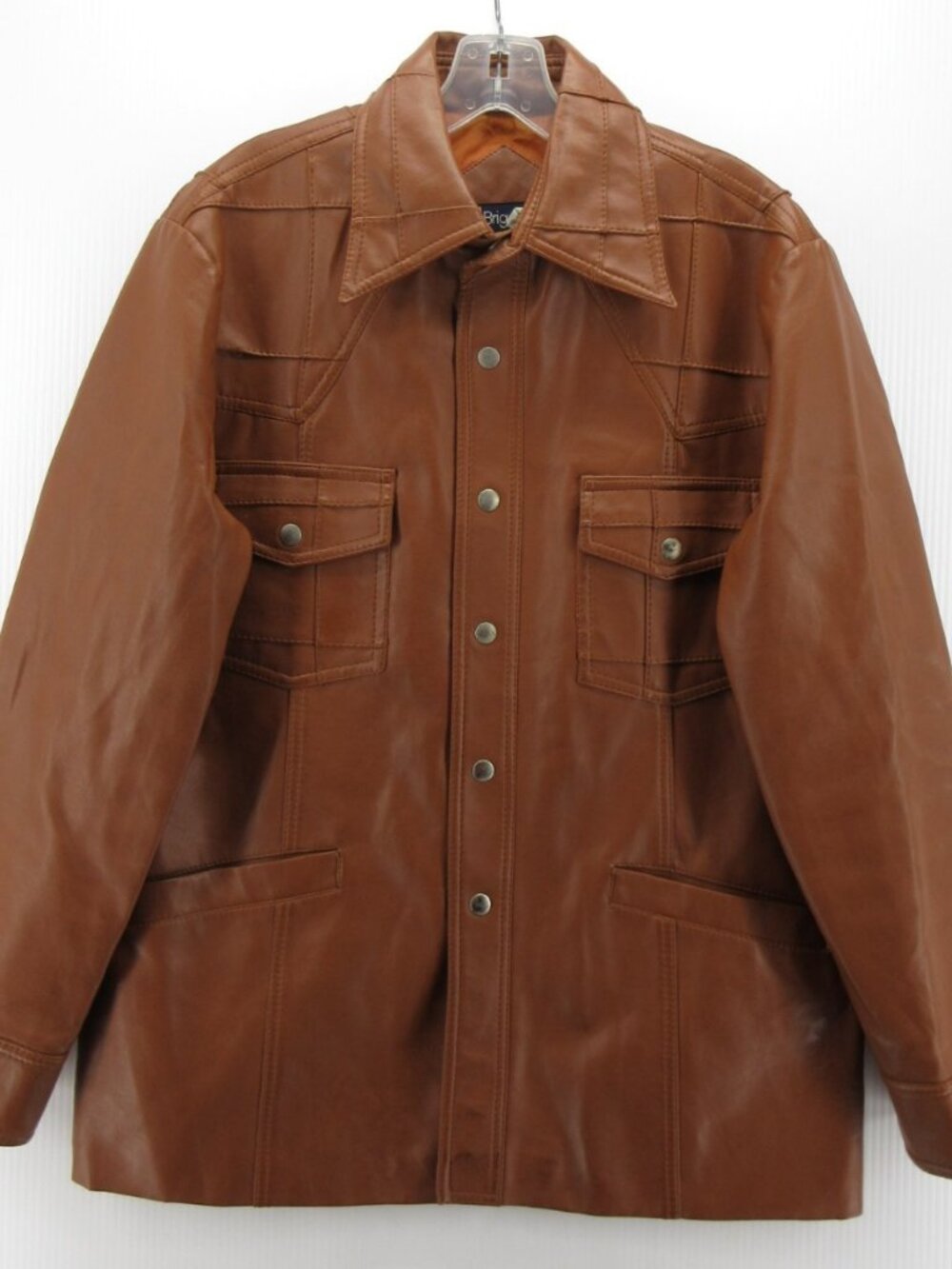VGT Arrow Shirt Large Brigade Faux Leather 70s Shacket Jacket Western*